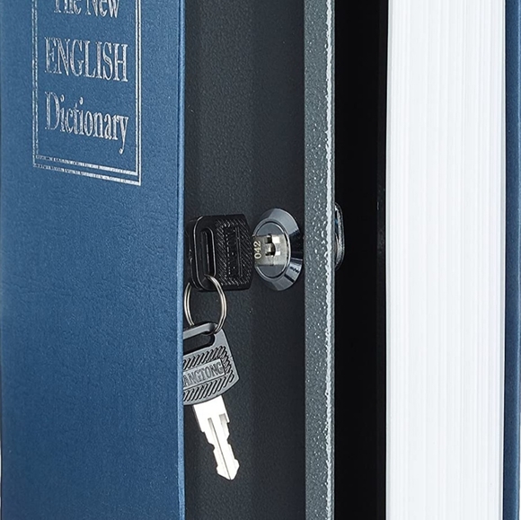 Basics Book Safe, Key Lock, Blue - Picture 2 of 5